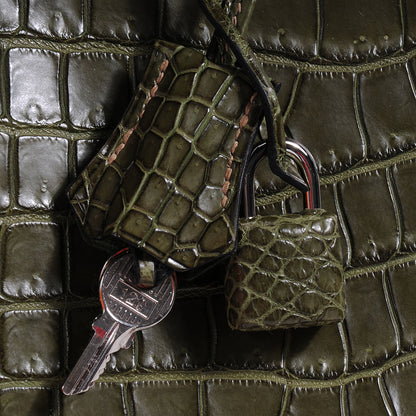 Hermes Matte Porosus Crocodile Birkin 40 Vert Olive 8 of 13