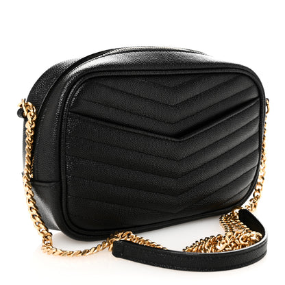Saint Laurent Grain De Poudre Matelasse Monogram Mini Lou Camera Bag Black 3 of 10