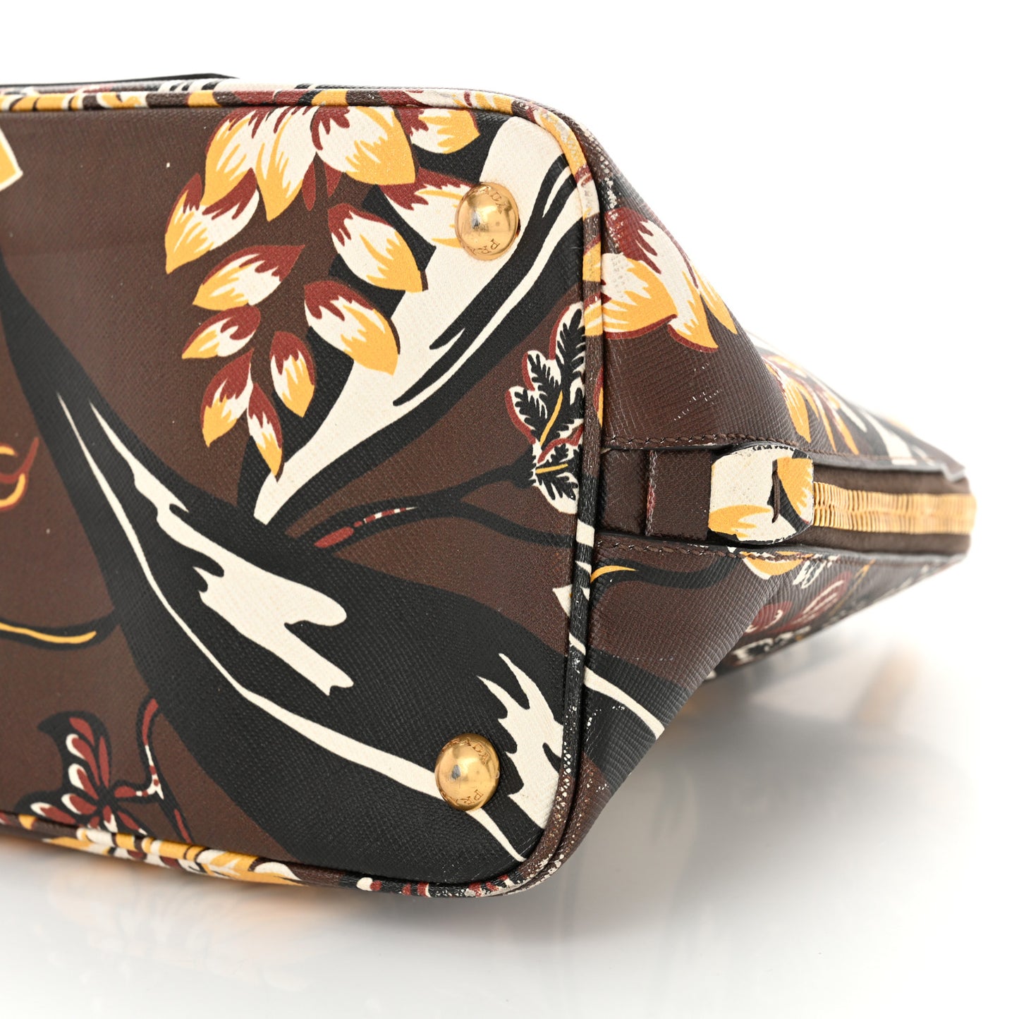 Saffiano Print Top Handle Brown Multicolor