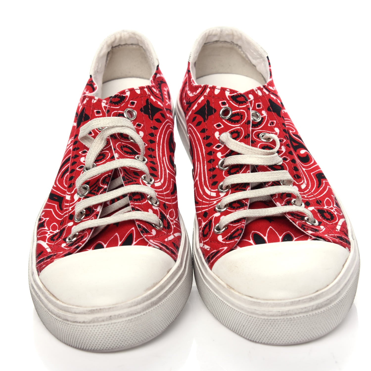 Saint Laurent Canvas Bandana Print Bedford Low Top Sneakers 39.5 Red 5 of 11