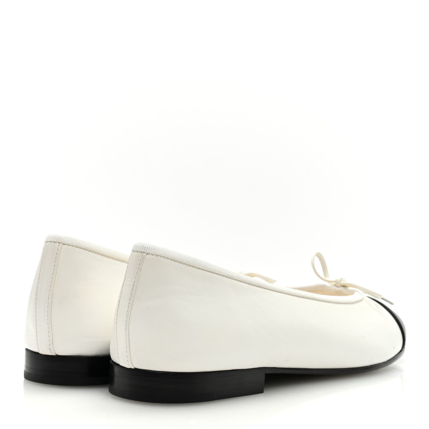 Lambskin Cap Toe CC Ballerina Flats 38.5 White Black