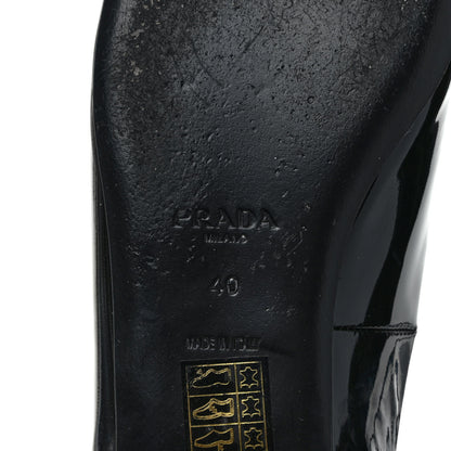 Prada Patent Calfskin Triangle Ankle Strap Ballerinas 40 Black 6 of 8