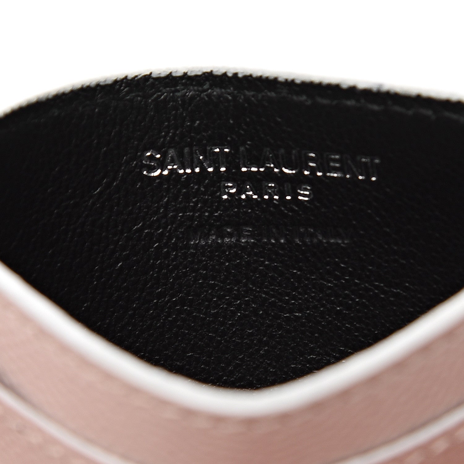 Saint Laurent Grain De Poudre Monogram Credit Card Case Rose 5 of 5