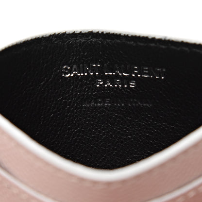 Saint Laurent Grain De Poudre Monogram Credit Card Case Rose 5 of 5