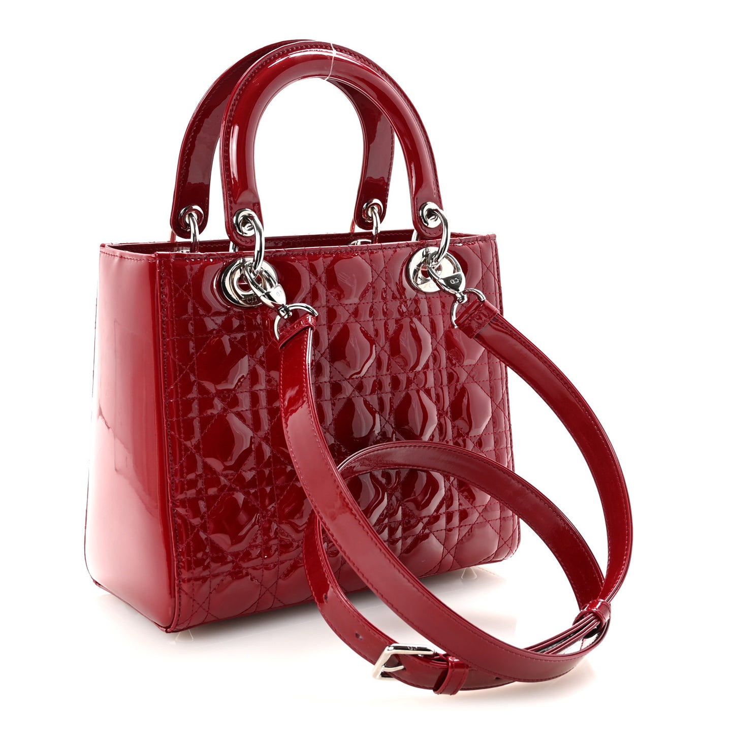 Patent Cannage Medium Lady Dior Red