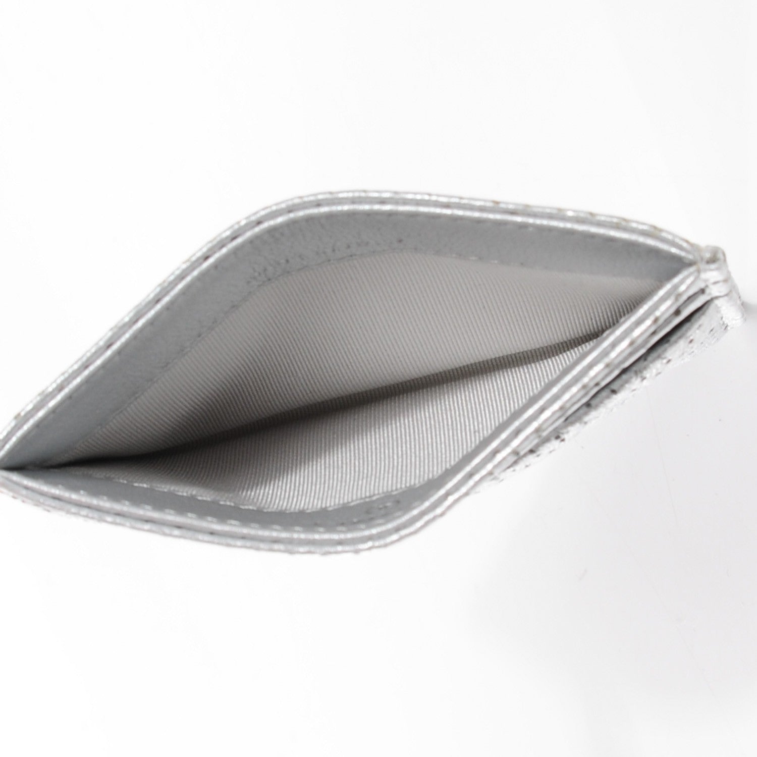 Chanel Perforated Lambskin Quilted Card Holder Light Silver 9 of 9