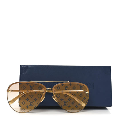 Louis Vuitton Metal Monogram LV Pilot Light Sunglasses Z1913U Gold Gradiant Brown 7 of 7