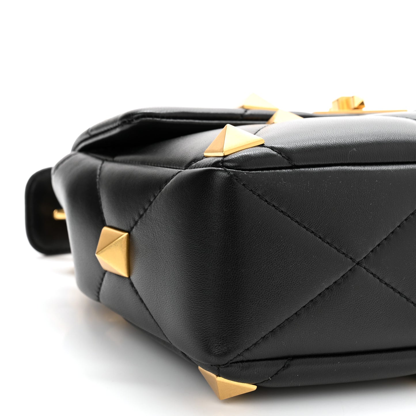 Nappa Medium Roman Stud Shoulder Bag Black