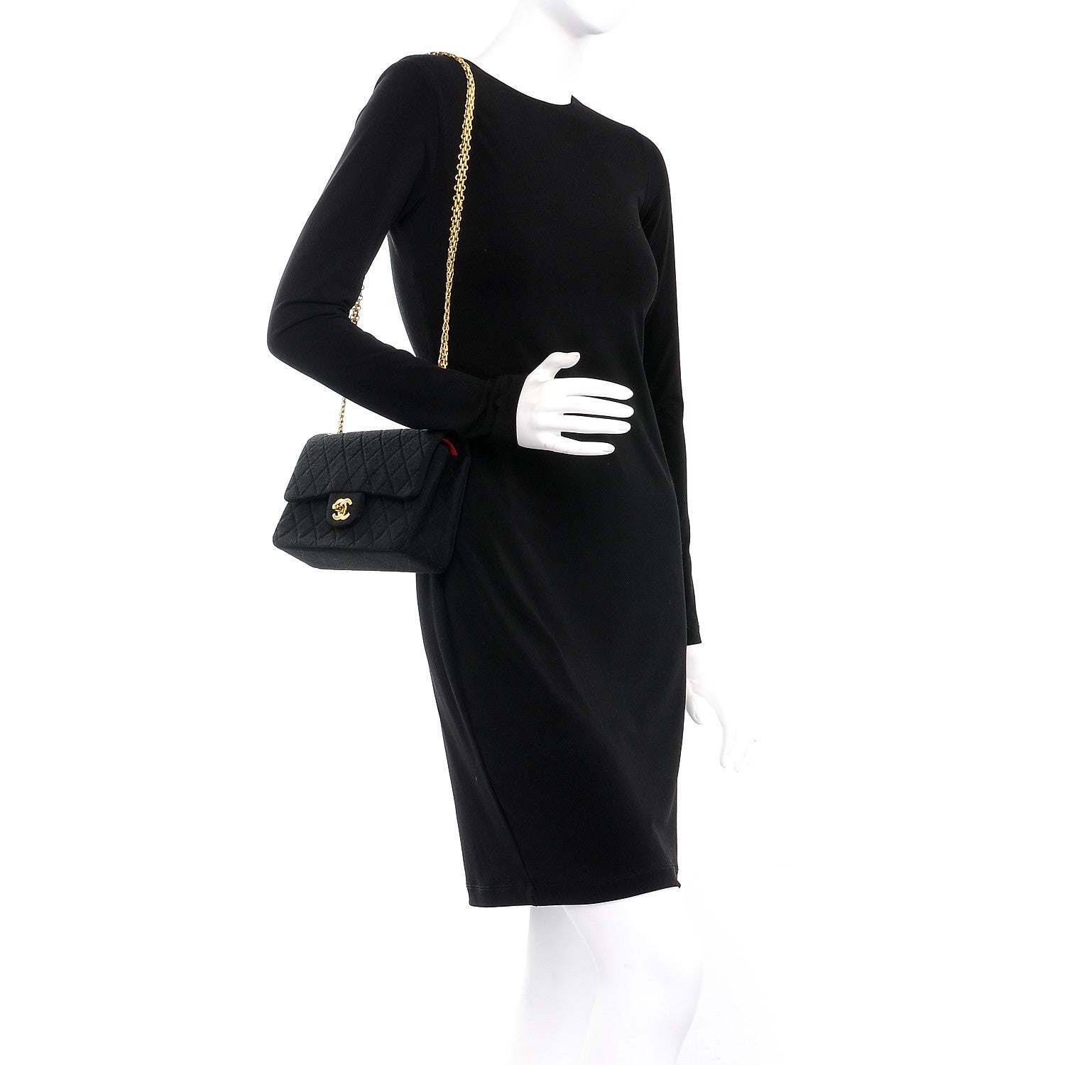 Chanel Jersey Quilted Small Double Flap Black 2 of 10