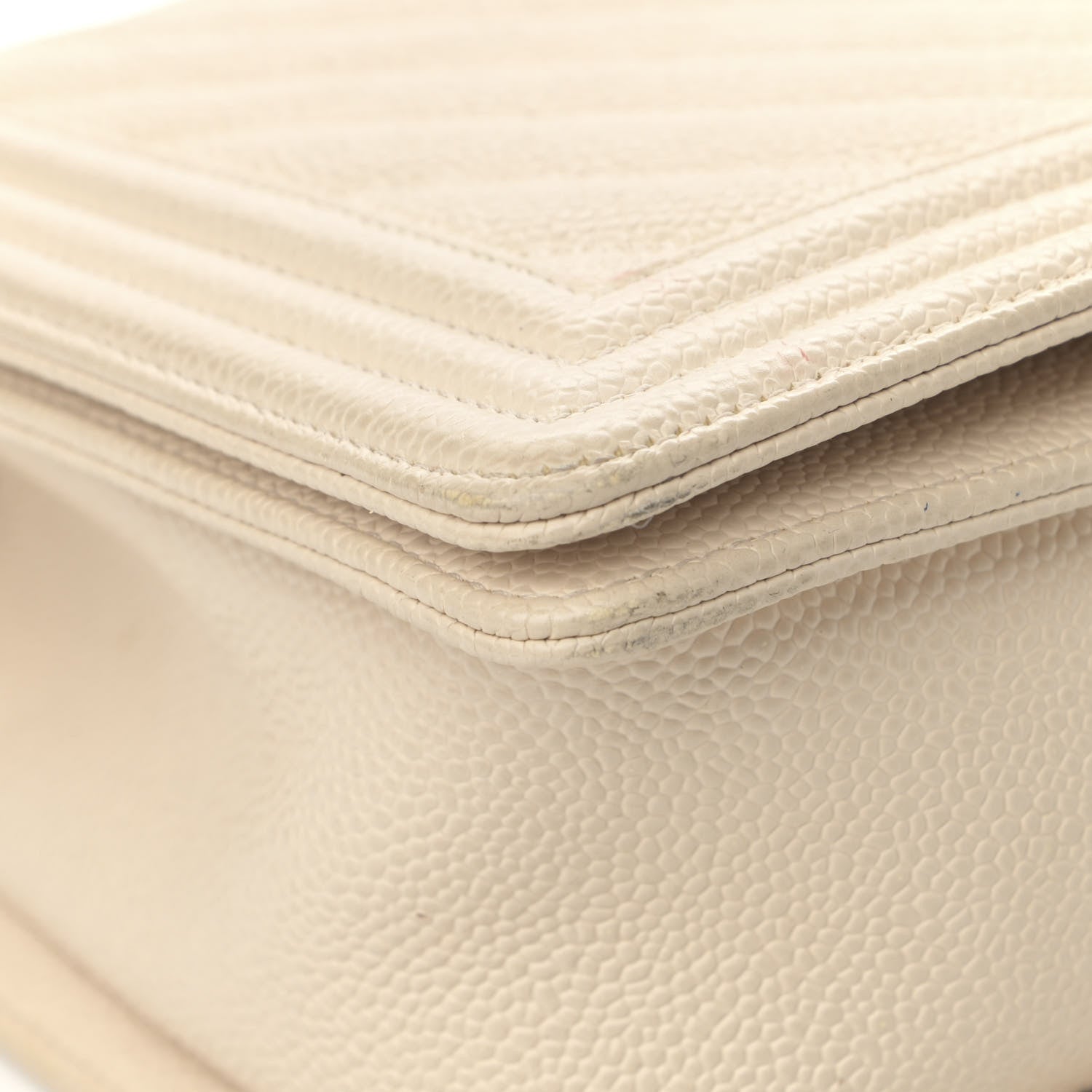Chanel Caviar Chevron Quilted New Medium Boy Flap Beige 8 of 15