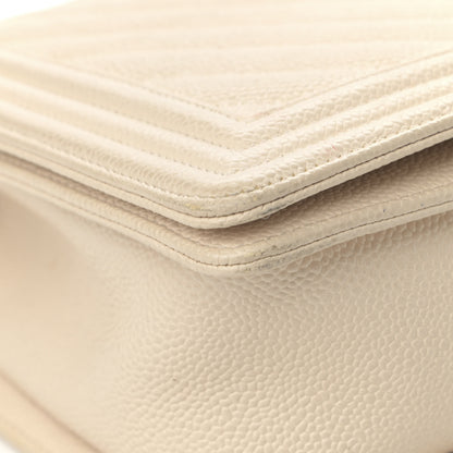 Chanel Caviar Chevron Quilted New Medium Boy Flap Beige 8 of 15
