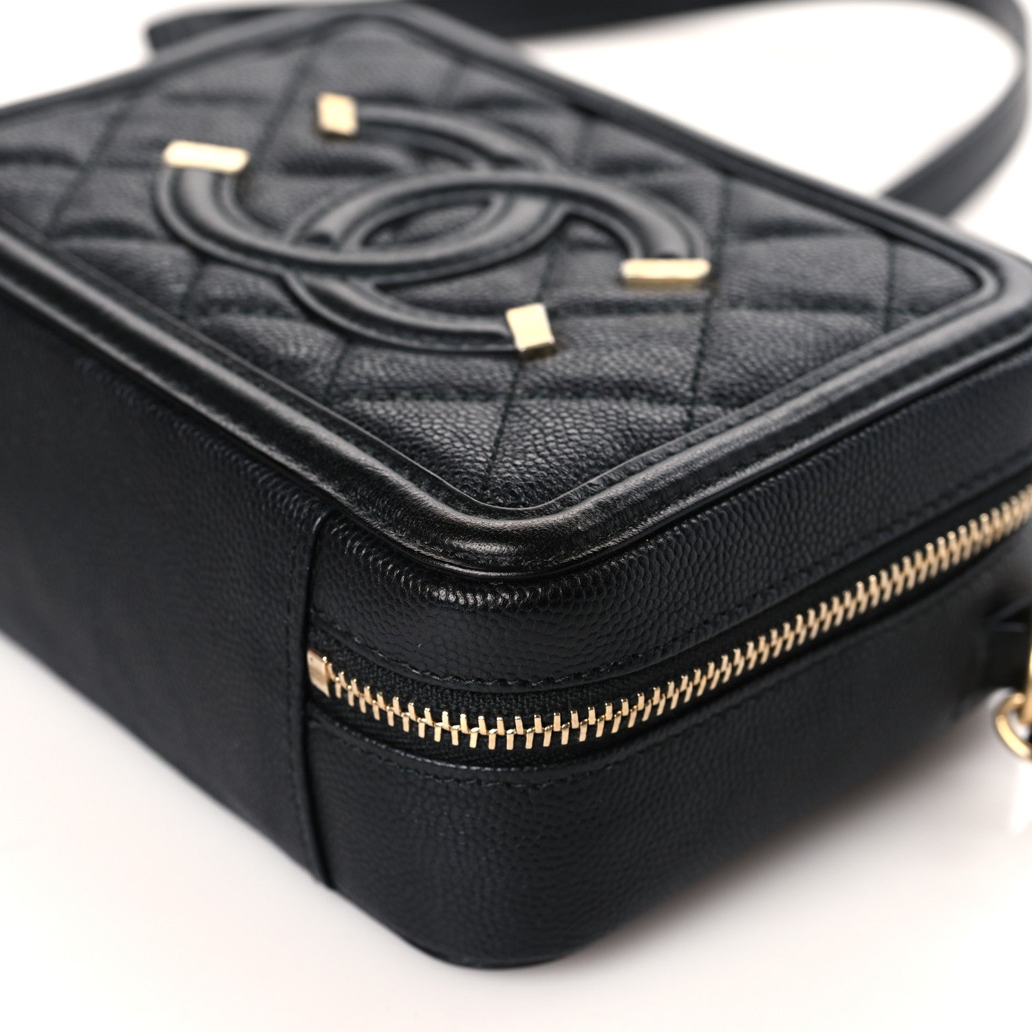 Chanel Caviar Quilted CC Filigree Vanity Clutch With Chain Black 9 of 10