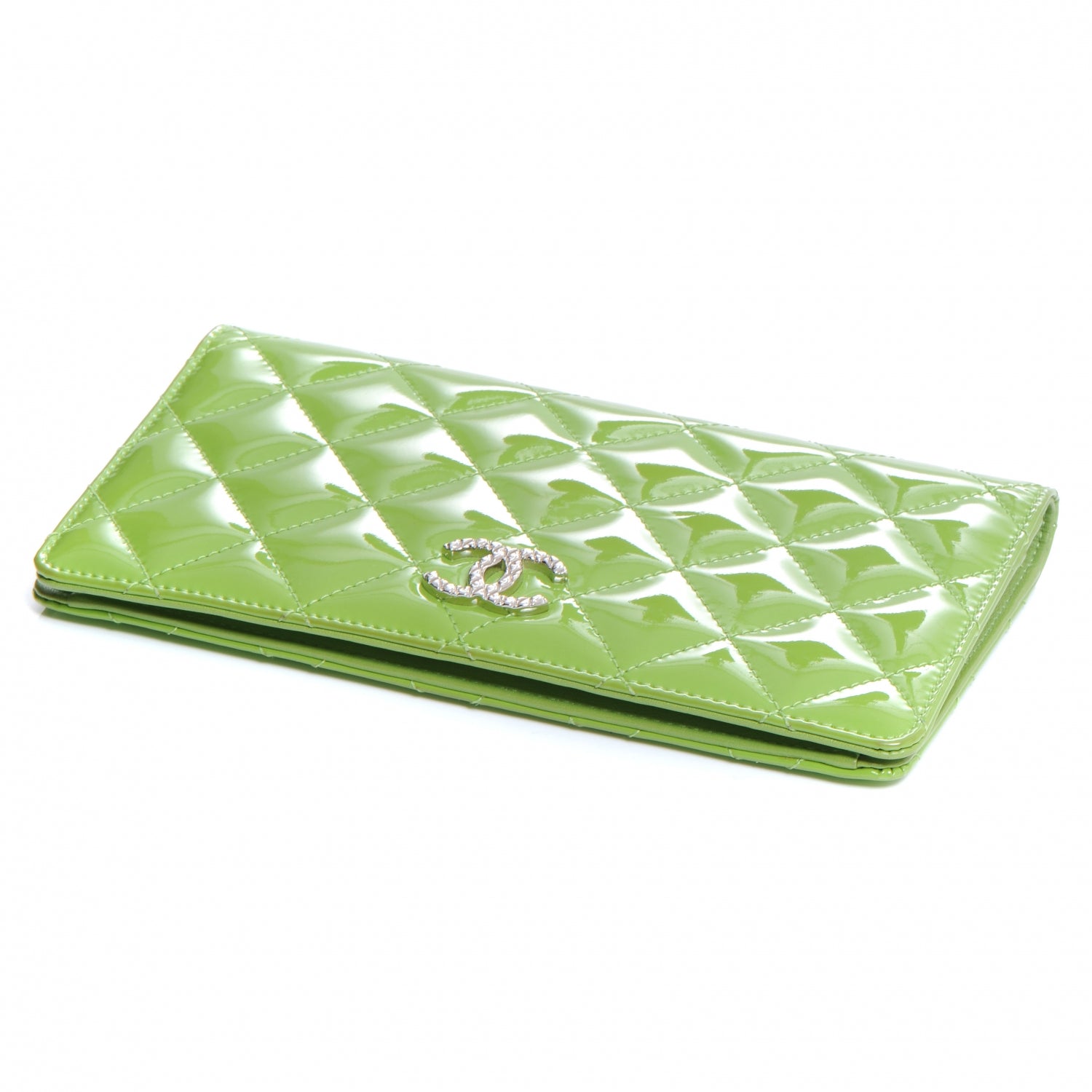 Chanel Patent Yen Wallet Bright Green 4 of 7