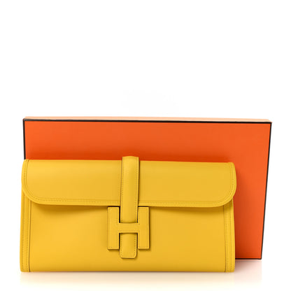 Hermes Swift Verso Jige Elan 29 Clutch Jaune De Naples Mauve Sylvestre 7 of 7