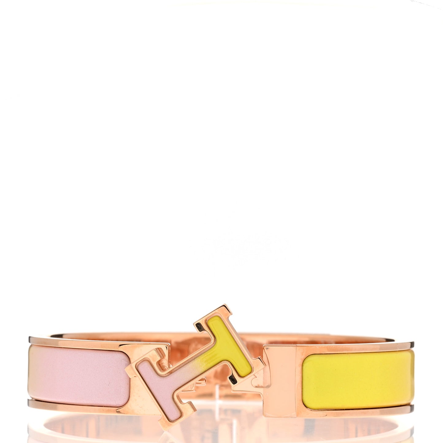 Enamel Narrow Clic Clac H Fusion Bracelet PM Rose Candeur Jaune Tennis