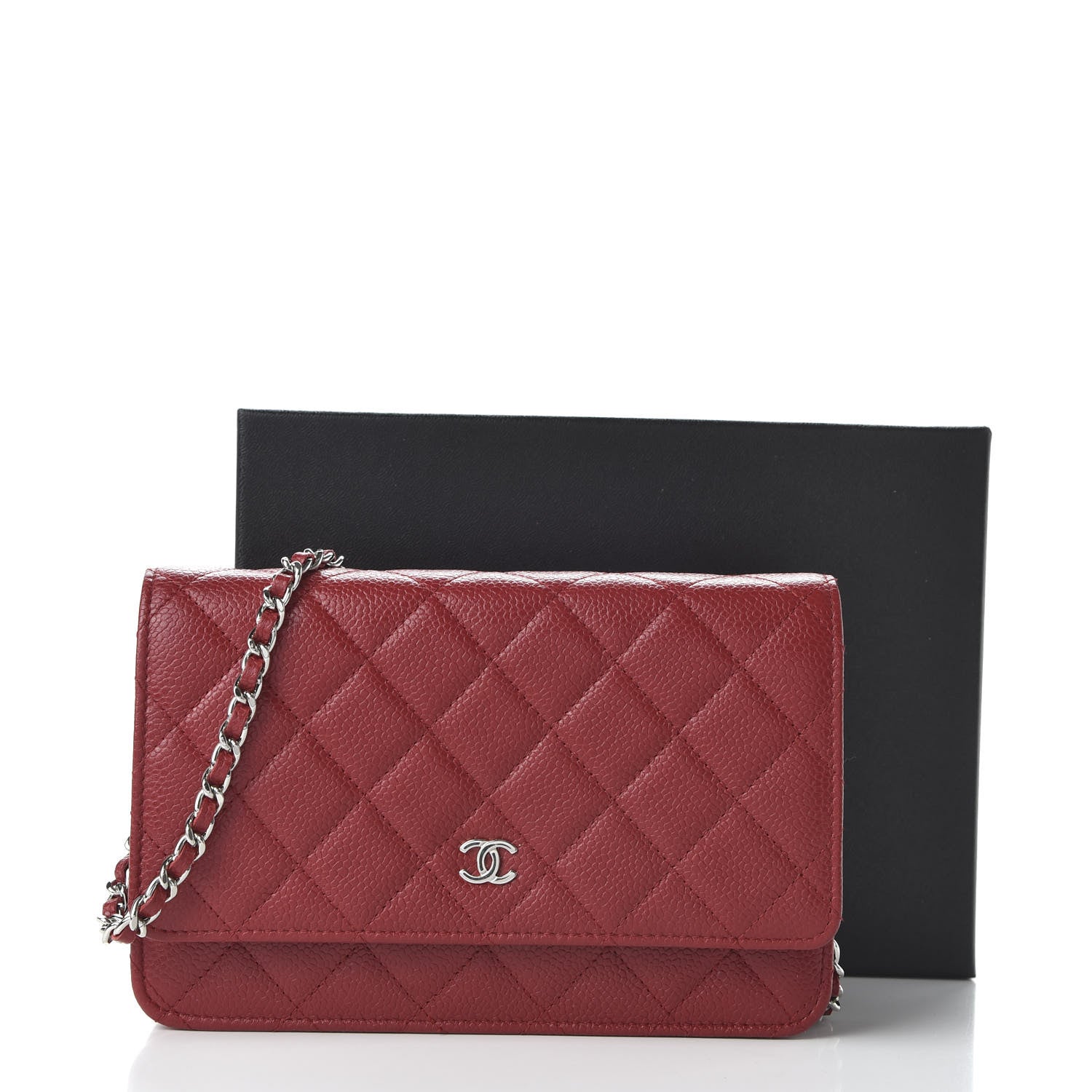 Chanel Caviar Quilted Wallet On Chain WOC Red 11 of 11