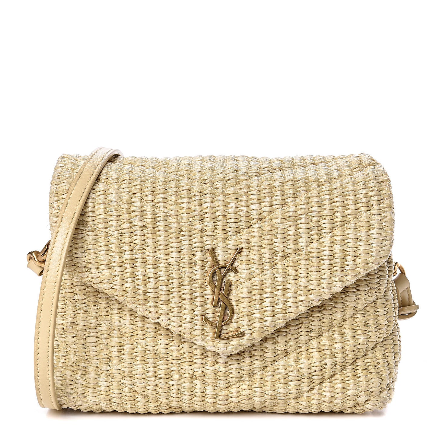 Raffia Monogram Toy Loulou Chain Satchel Naturale