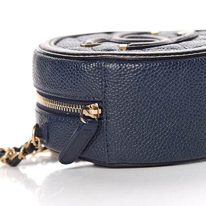Chanel Caviar Quilted Round Filigree Crossbody Navy Black 8 of 10