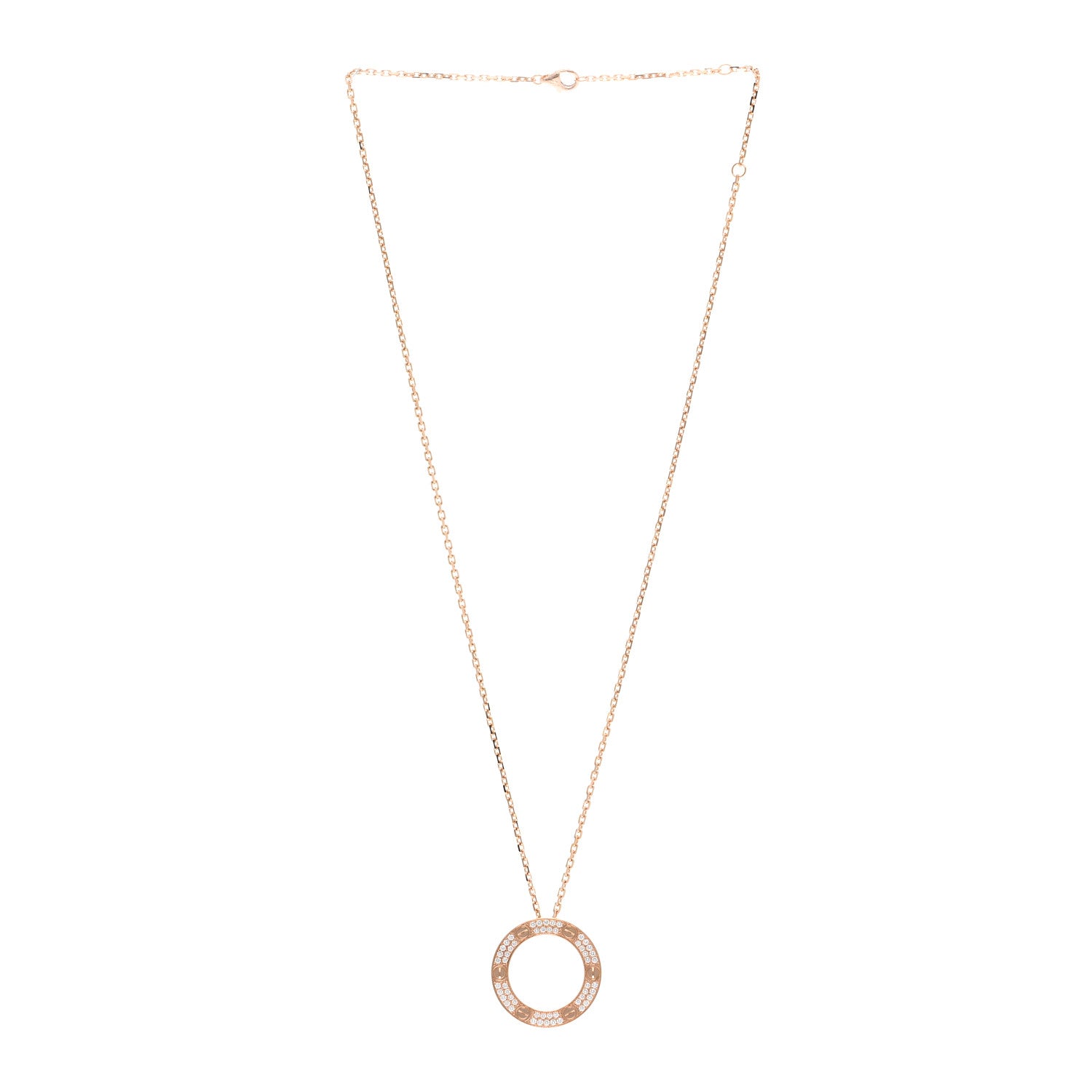 Cartier 18K Pink Gold Diamond LOVE Paved Necklace 3 of 4