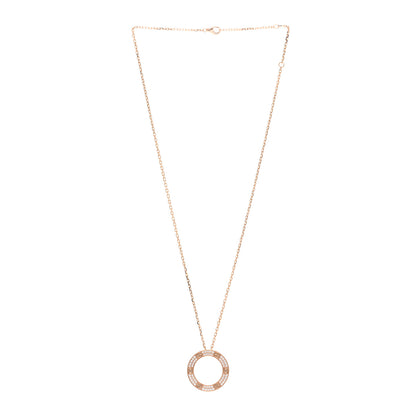 Cartier 18K Pink Gold Diamond LOVE Paved Necklace 3 of 4