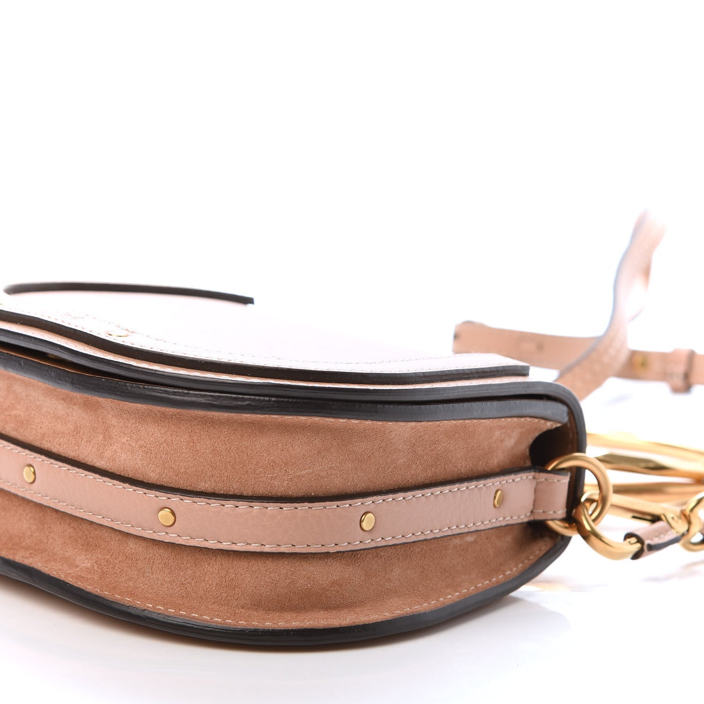 Calfskin Suede Small Nile Bracelet Bag Biscotti Beige