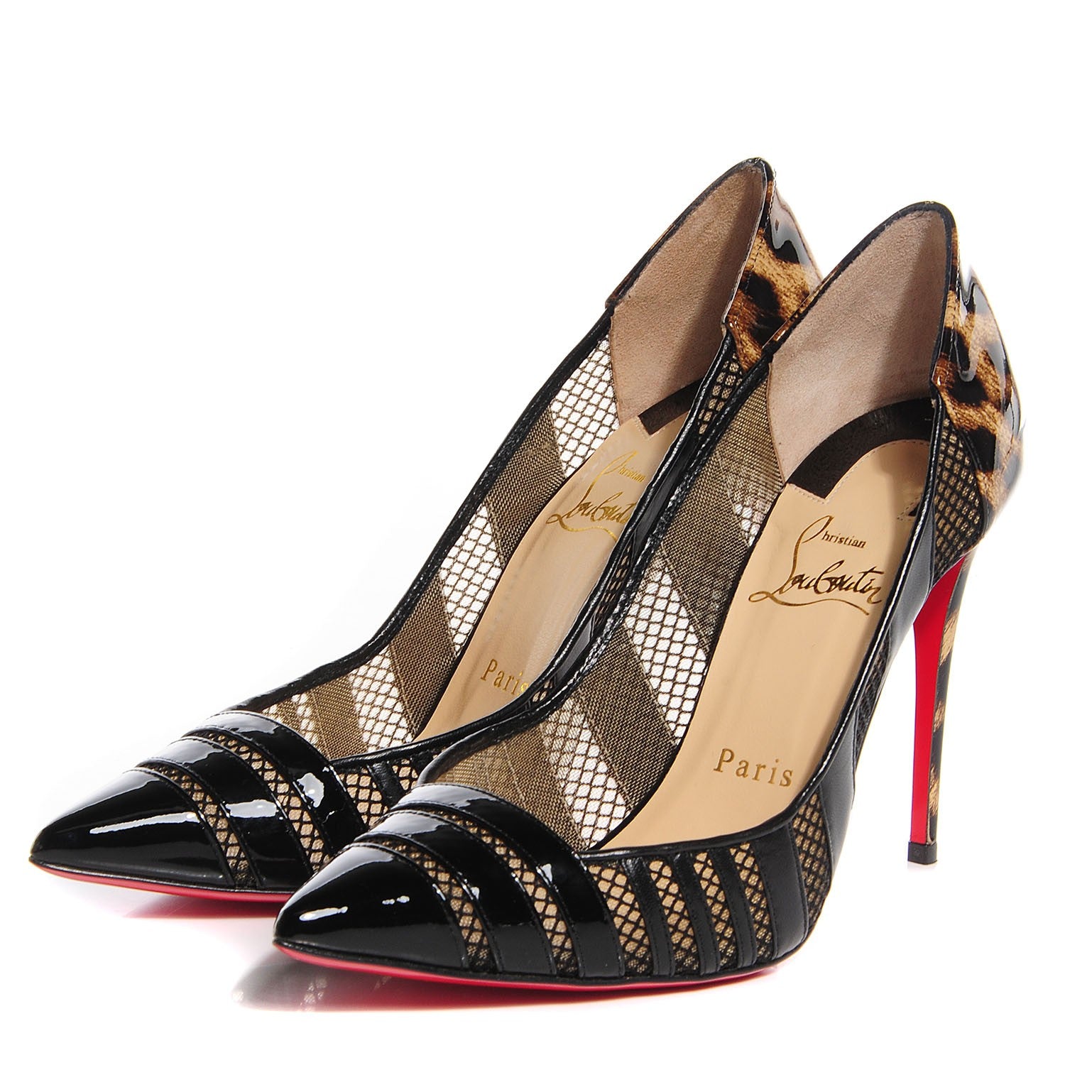 Christian Louboutin Patent Calf Mesh Bandy 100 Pumps Leopard 36 3 of 6