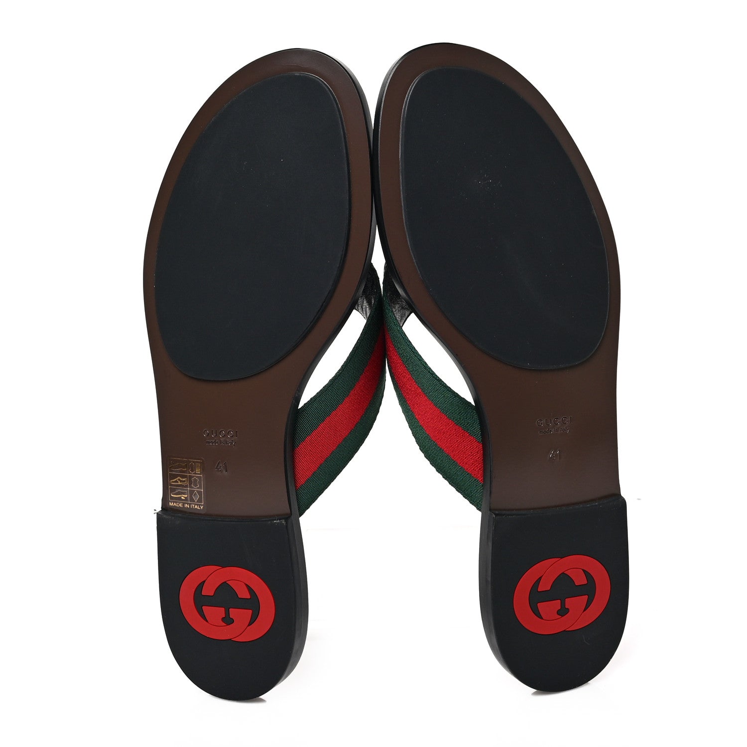Gucci Nylon Calfskin Web GG Monogram Womens Thong Sandals 41 Green Red Cocoa 5 of 8