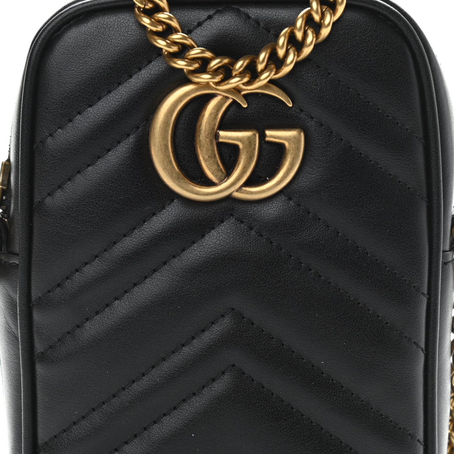 Calfskin Matelasse Mini GG Marmont Crossbody Bag Black