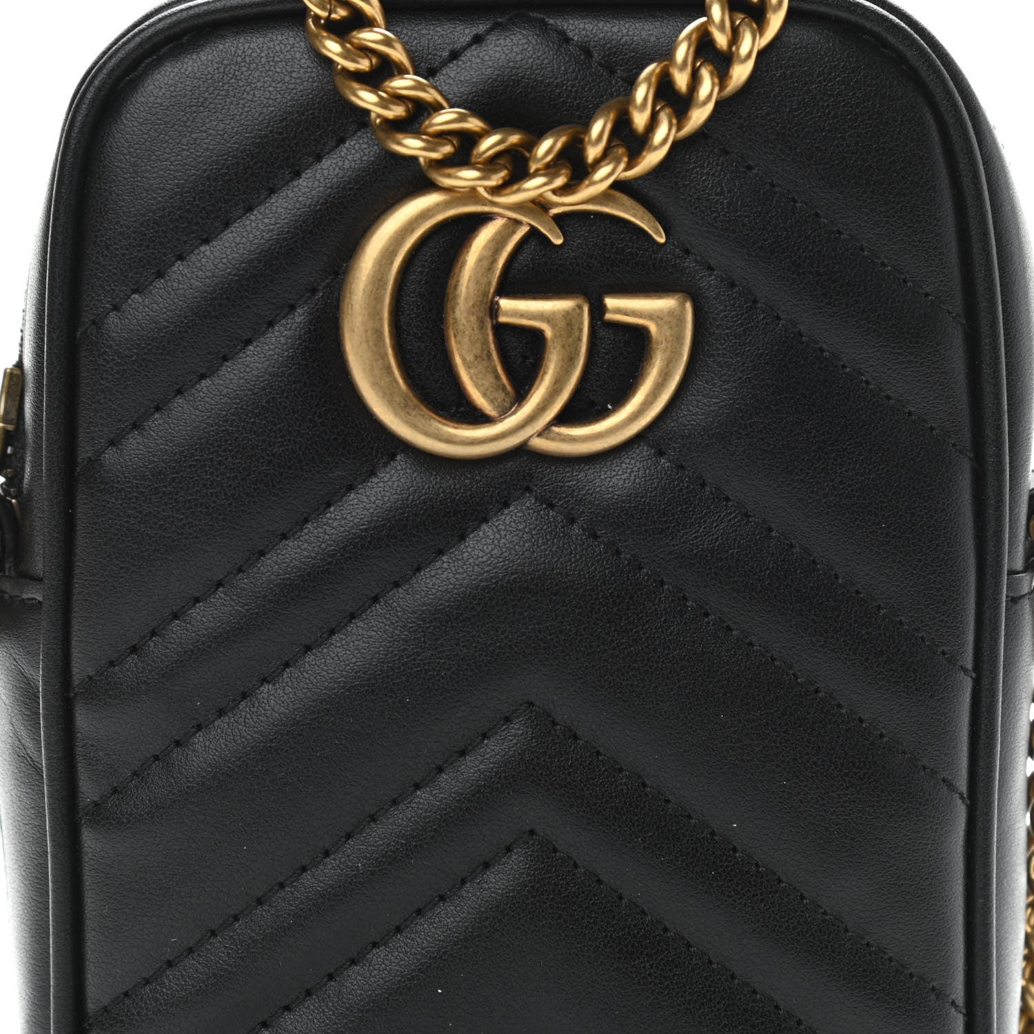 Gucci Calfskin Matelasse Mini GG Marmont Crossbody Bag Black 8 of 11