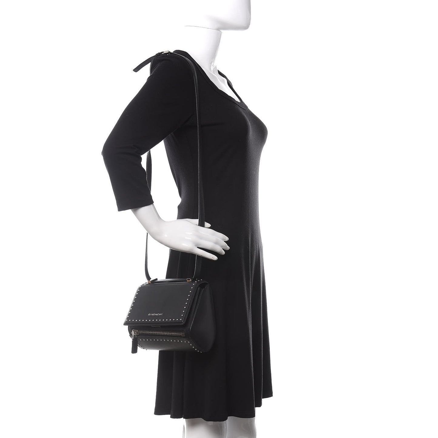 Calfskin Studded Mini Pandora Box Crossbody Bag Black