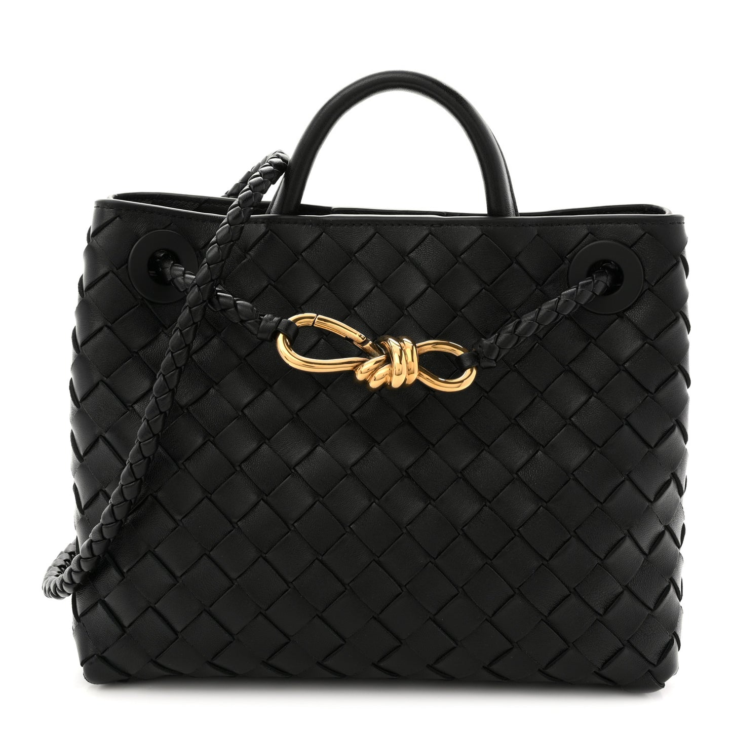 Nappa Intrecciato Small Andiamo Shoulder Bag Black