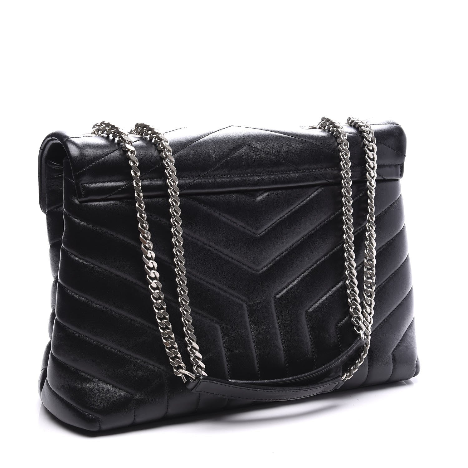 Saint Laurent Calfskin Y Quilted Monogram Medium Loulou Chain Satchel Black 2 of 10