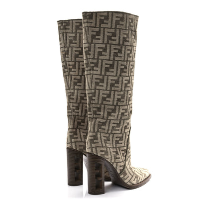 Fendi Chenille Jacquard FF 110mm Knee Boots 37 Tortora Nuvola 4 of 8