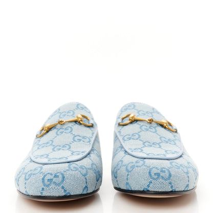 Gucci Canvas GG Monogram Nappa Womens Princetown Slippers 38 Porcelain Light Blue Dark Porcelain Light Blue 3 of 9