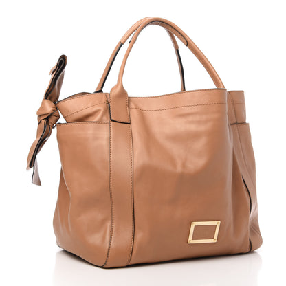 Valentino Garavani Nappa Double Pocket Bow Tote Camel 3 of 13