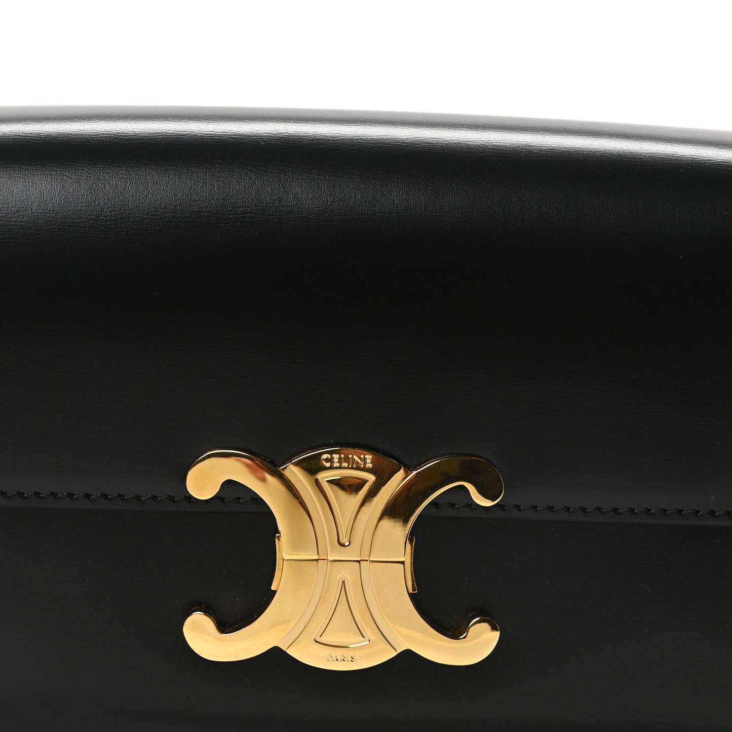 Shiny Calfskin Triomphe Shoulder Bag Black