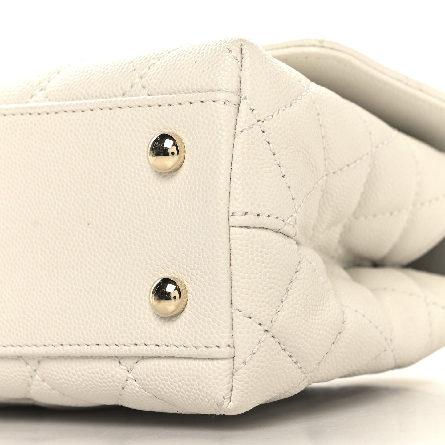 Caviar Quilted Mini Coco Handle Flap White