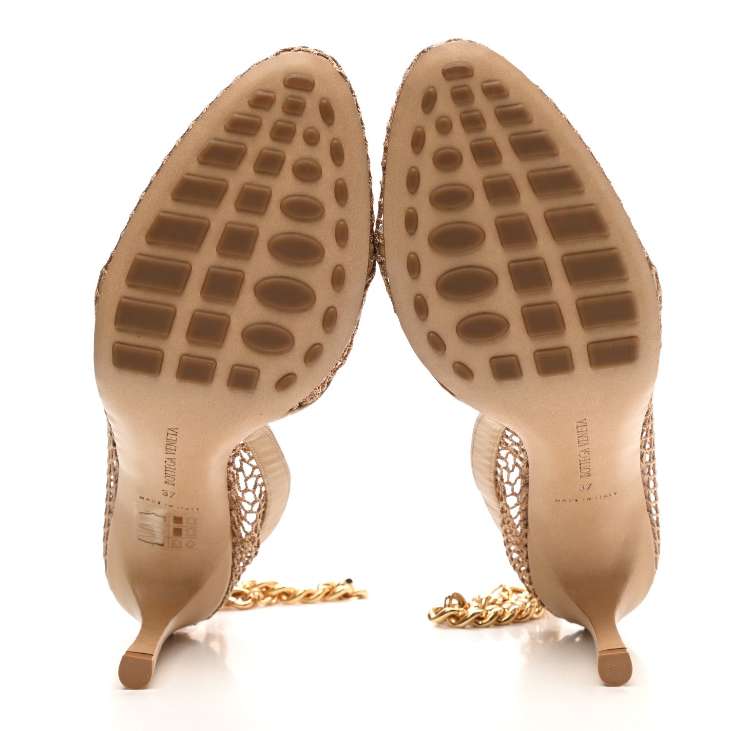 Bottega Veneta Mesh Nappa Chunky Chain Sandals 37 Beige Pony 5 of 8