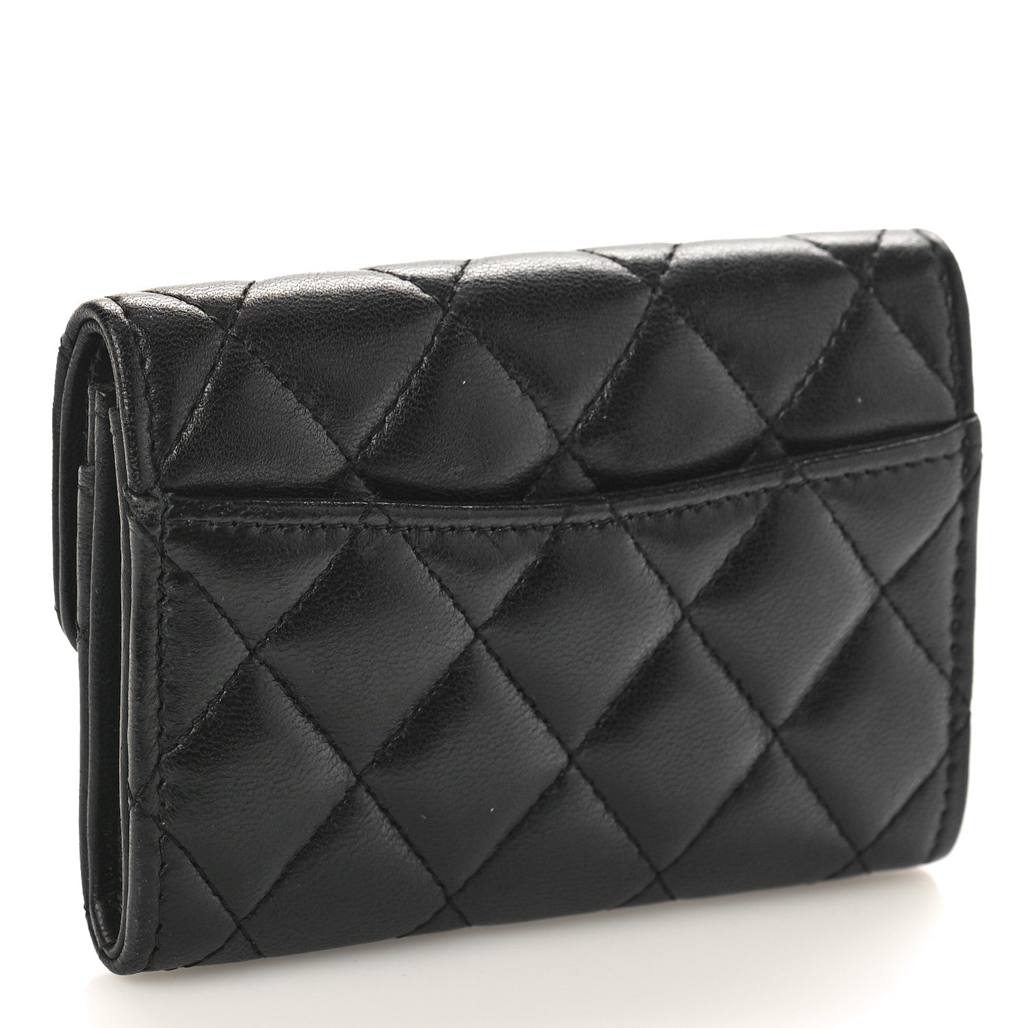 Chanel Lambskin Quilted Flap Card Holder Wallet Black 3 of 10