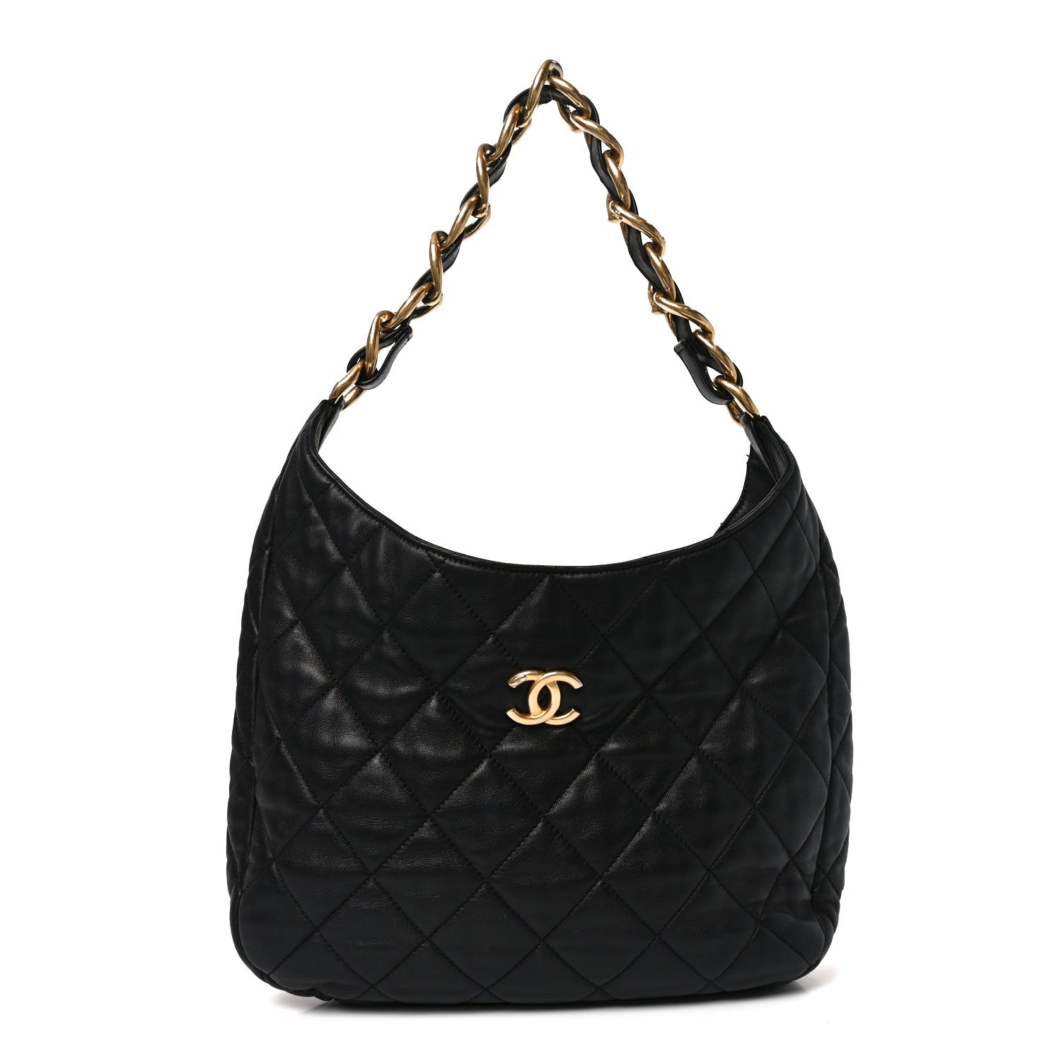 Chanel Lambskin Quilted Large CC Funky Town Hobo Black 1 of 10