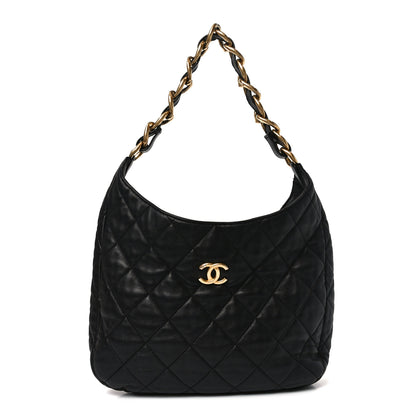 Chanel Lambskin Quilted Large CC Funky Town Hobo Black 1 of 10