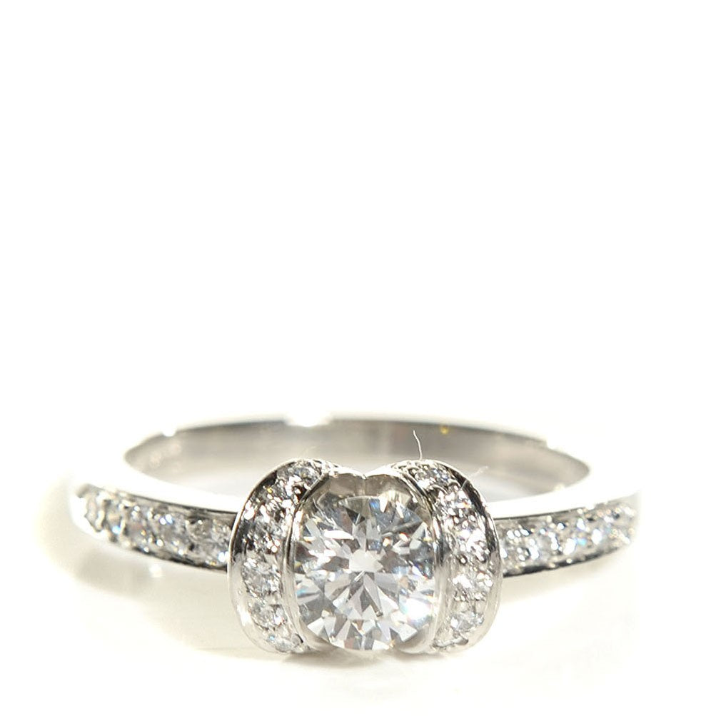 Platinum .96 Carat Diamond Round Ribbon Engagement Ring 6.25