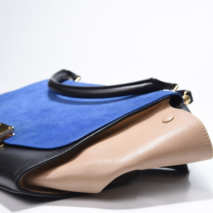 Celine Smooth Calfskin Suede Medium Tri-Color Trapeze Royal Blue 8 of 13