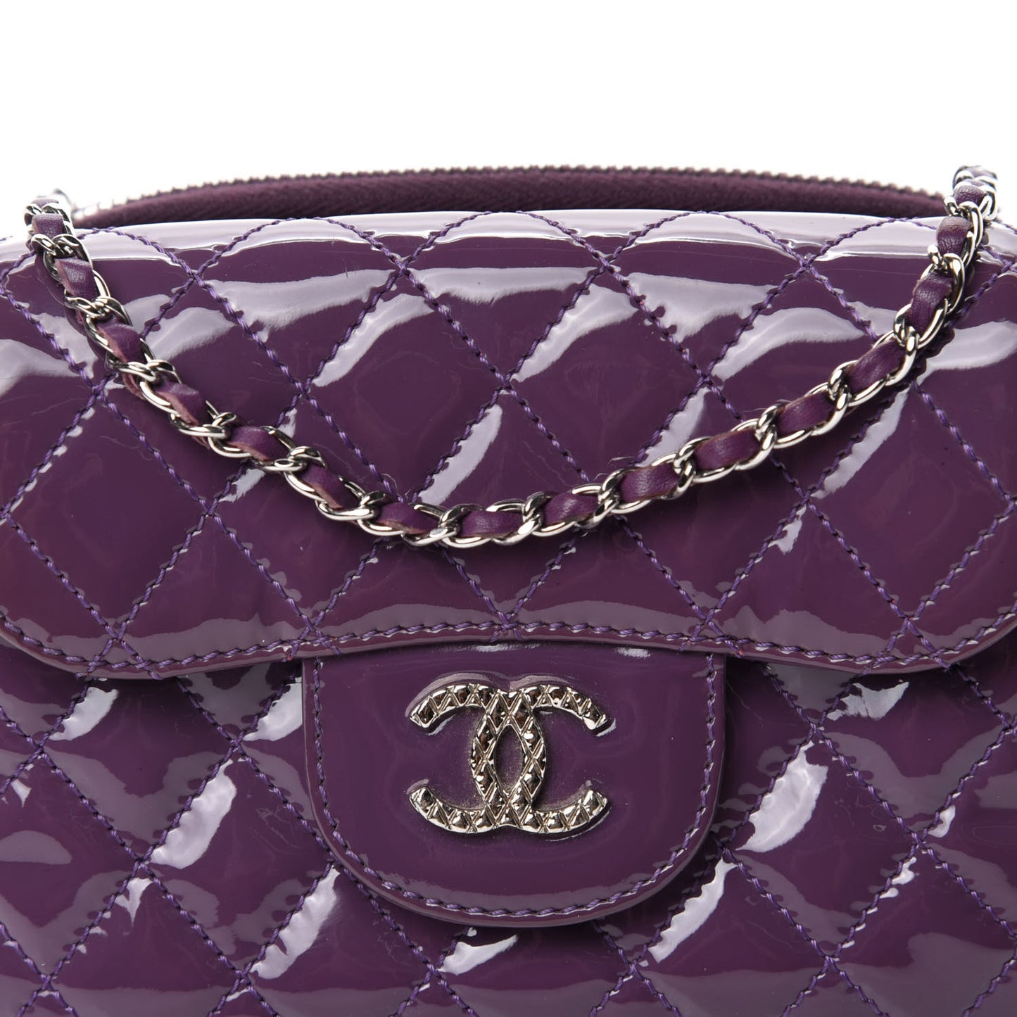 Patent Brilliant Mini Flap WOC Bag Violet