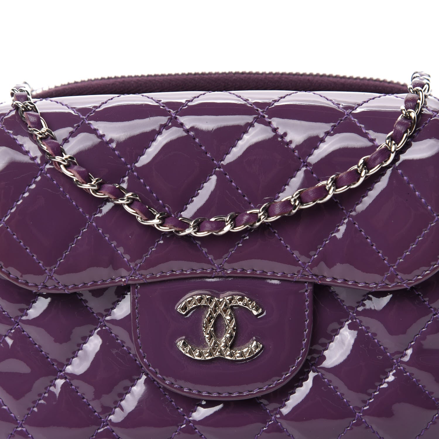 Chanel Patent Brilliant Mini Flap WOC Bag Violet 11 of 12