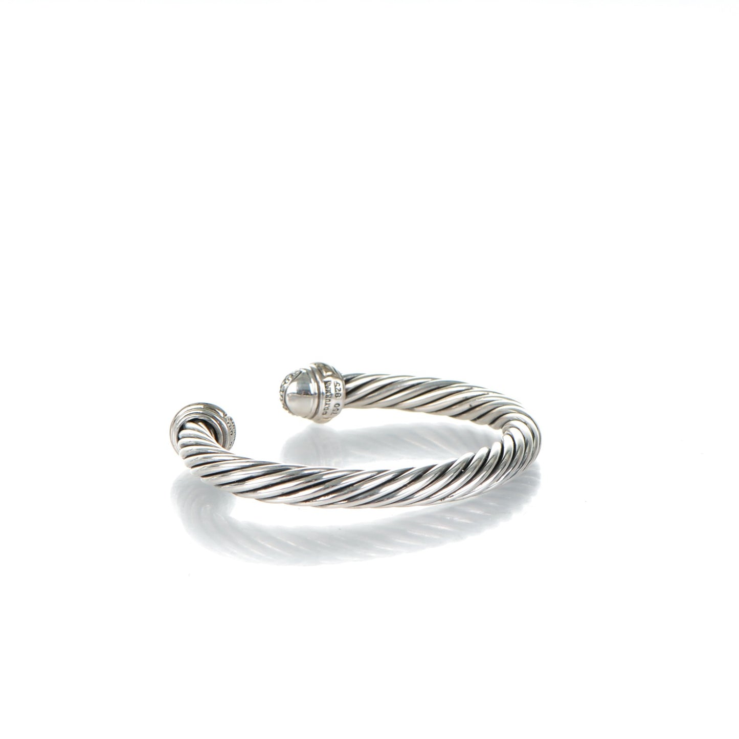 Sterling Silver Pave Diamond 7mm Cable Classics Bracelet
