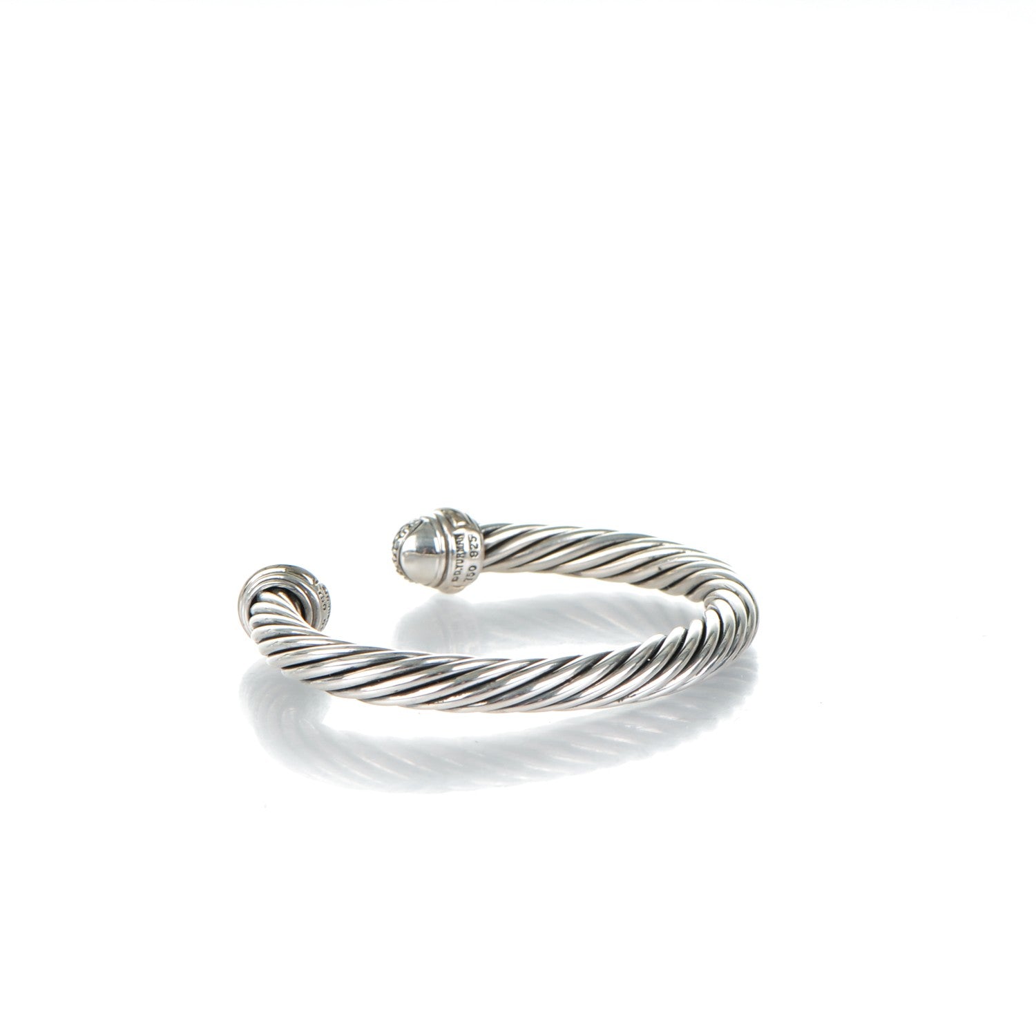 David Yurman Sterling Silver Pave Diamond 7mm Cable Classics Bracelet 3 of 4