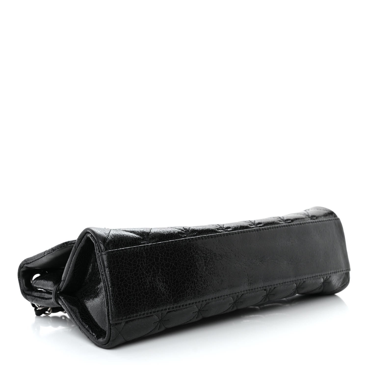 Chanel Glazed Crackled Calfskin Mademoiselle Flap Black 4 of 13