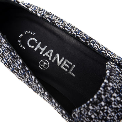 Chanel Tweed Lambskin Cap Toe Charm Loafers 36.5 Black Multicolor 8 of 10