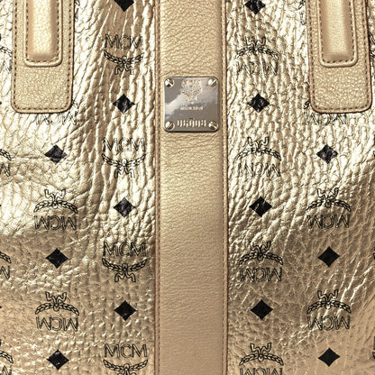 MCM Metallic Visetos Medium Liz Reversible Shopper Tote Gold 6 of 19